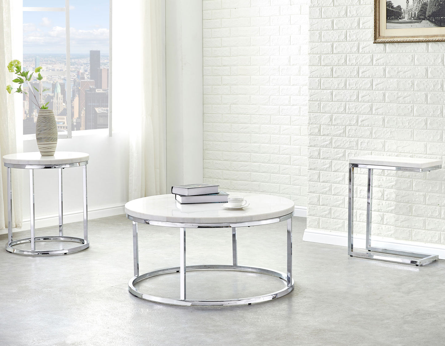 Echo 3-Piece Marble Top Set
(Cocktail & 2 End Tables)