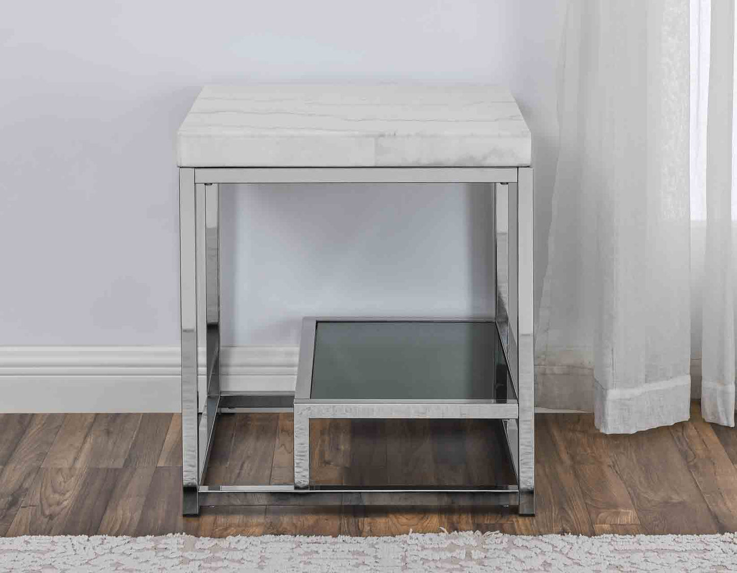 Aston White Marble End Table