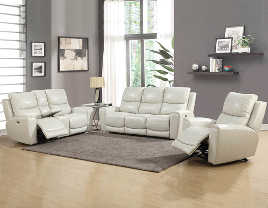 Laurel Ivory 3-Piece Dual-Power Leather Motion Set (Sofa, Loveseat & Chair)