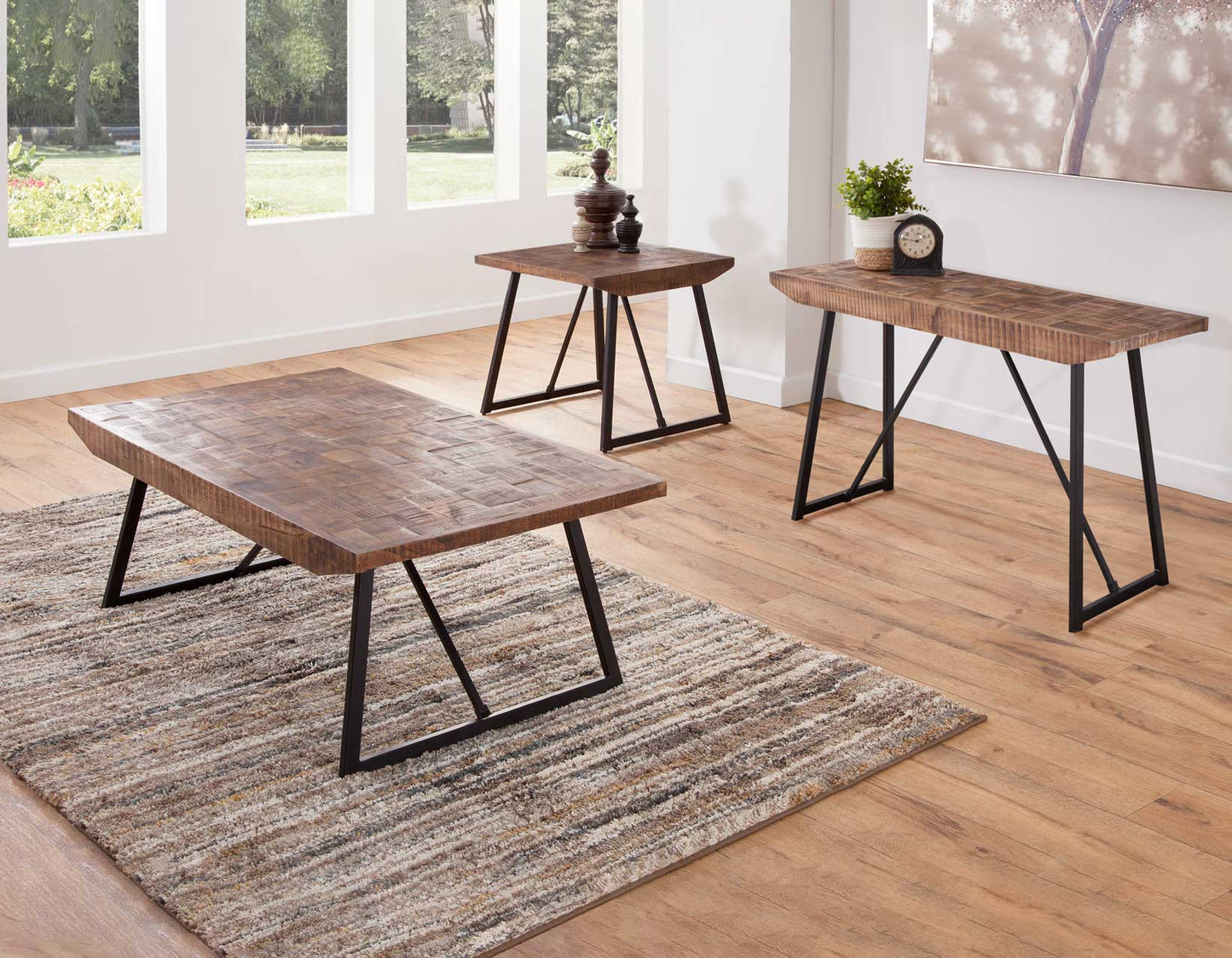 Walden Parquet 3-Piece Occasional Set
(Cocktail & 2 End Tables)