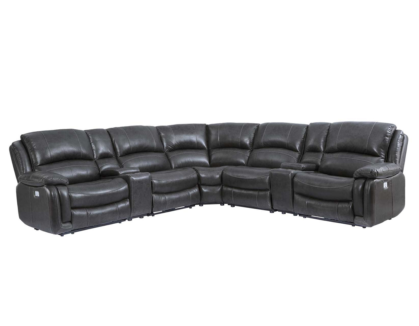 Denver Dual-Power 6-Piece Sectional, Charcoal