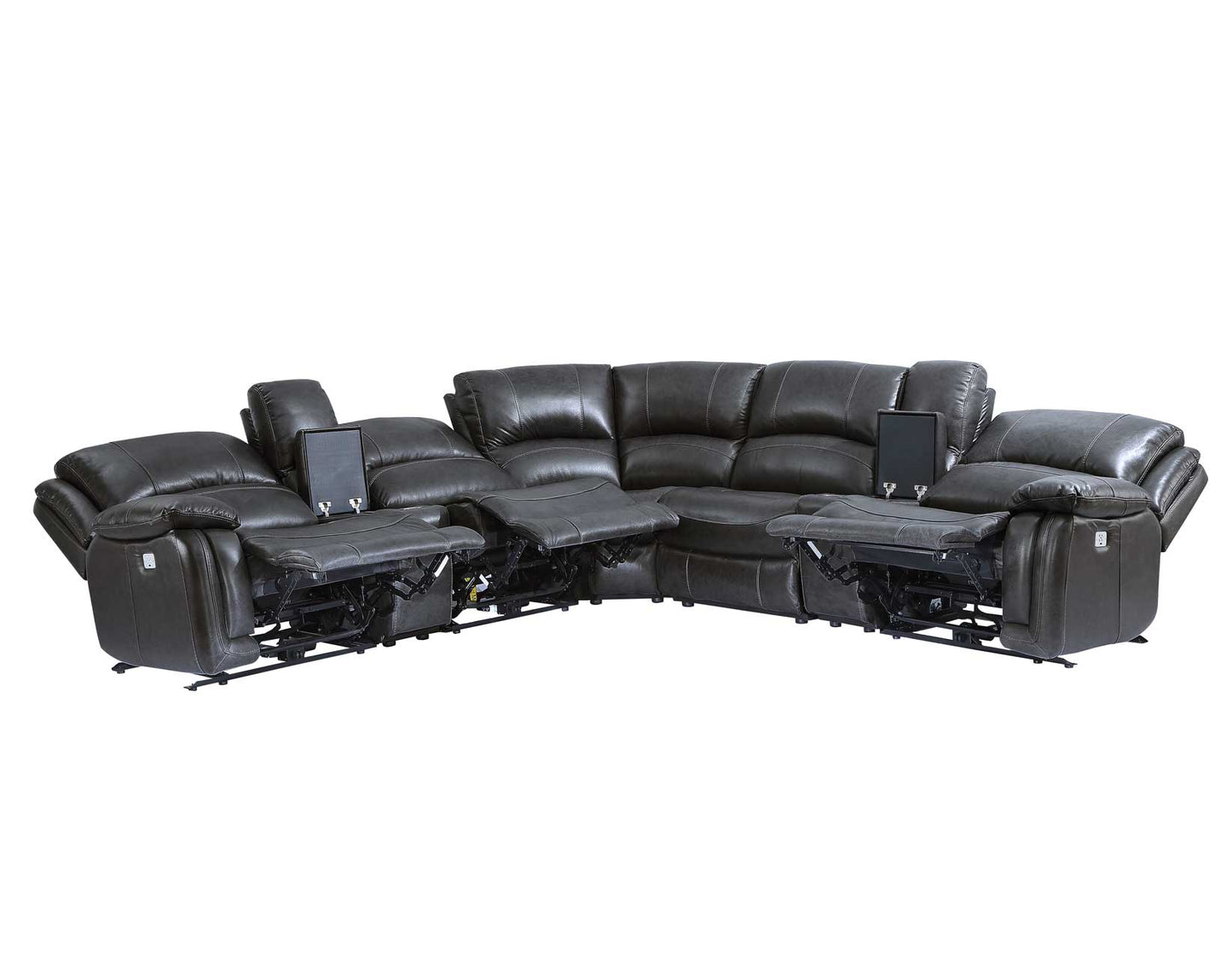 Denver Dual-Power 6-Piece Sectional, Charcoal