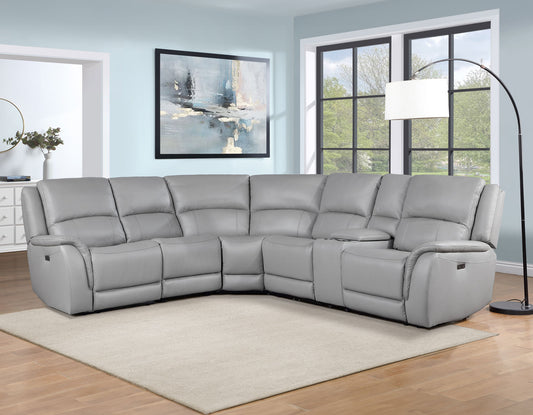 Alexandria Leather 6-Piece Power Reclining Set, Stone