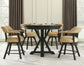 Rylie 48-inch Round Counter Dining Table with 4 Drawers and Game Top, Black Finish