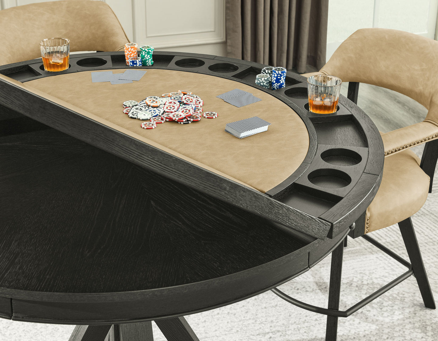 Rylie 6-PIece Counter Game Dining Set, Black Finish