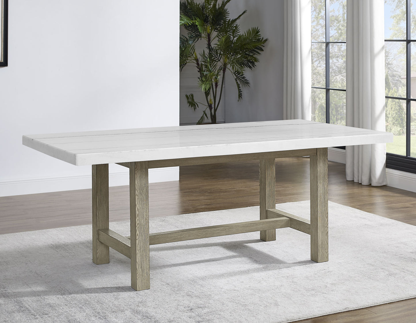 Carena 78-inch White Marble Table