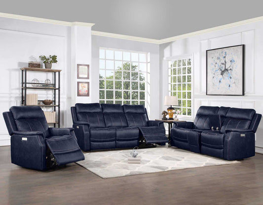 Valencia 3-Piece Dual-Power Ocean Blue Reclining Set
(Sofa, Loveseat & Chair)