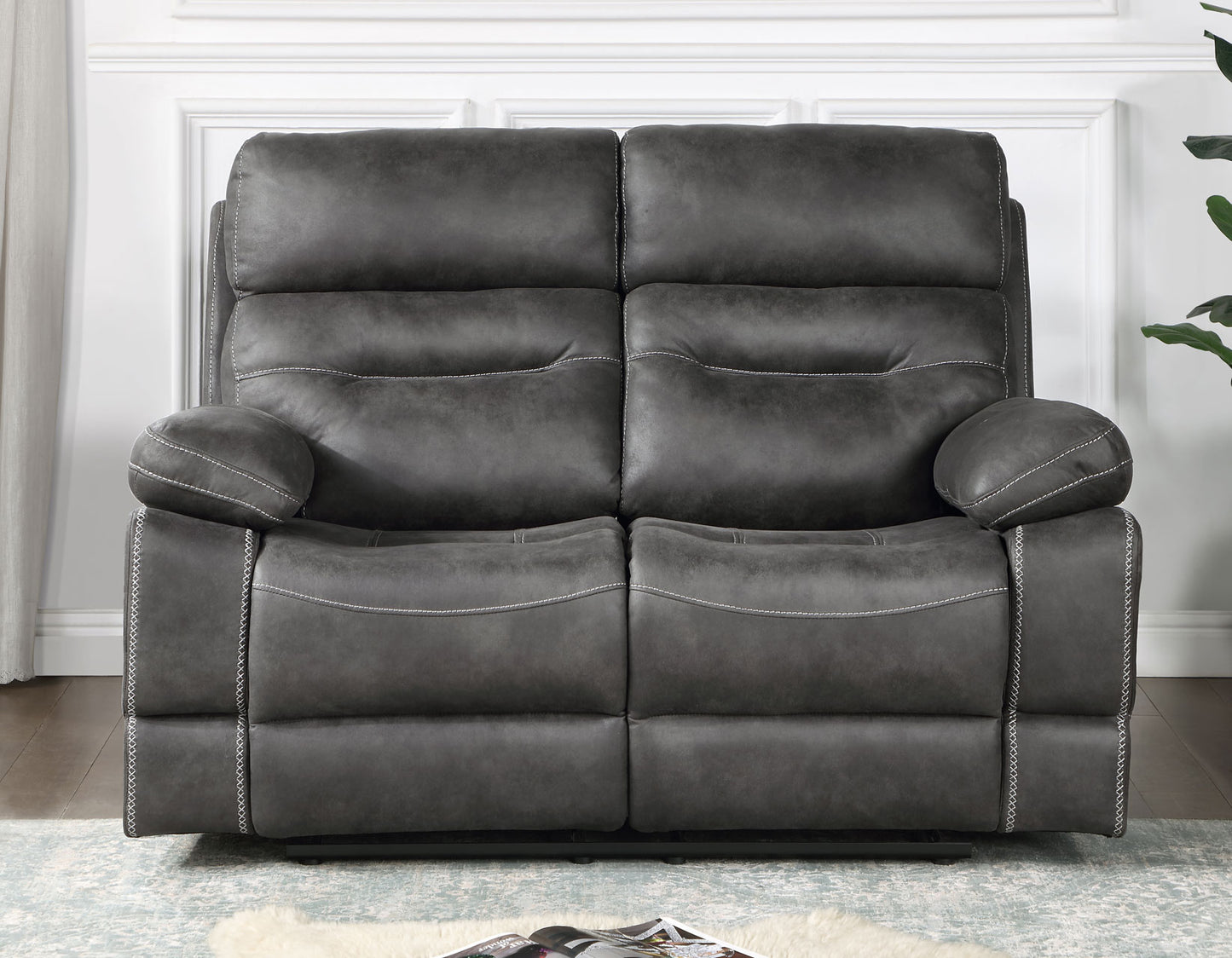 Rudger Manual Reclining Loveseat, Gray