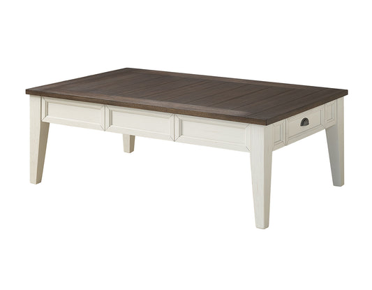 Cayla Cocktail Table, Dark Oak/White